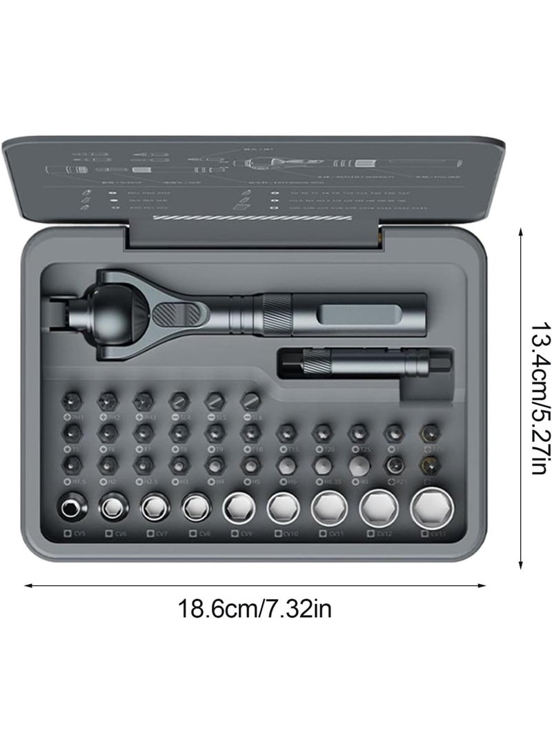GGOOT Ratchet Tool Set | Complete Tool Socket Set with Case | 40 Precision Bits Complete Multifunctional Kit for Repair Car Mechanics Hardware Professional Home Use - Image 5