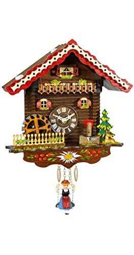 Trenkle Black Forest Clock Swiss House, Turning Water-Wheel - Image 4