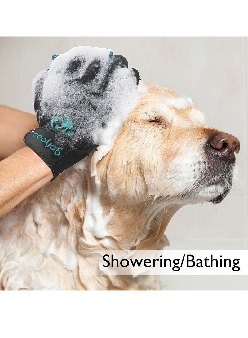 COOLJOB Pet Glove Pet Hair Remover with Web Reusable Washable Cleaning Massage Dog Grooming Mitt for Short Long Haired Dog Cat Horse Animal Washing Bathing Shedding Supplies 1 Pair Size M L - Image 4