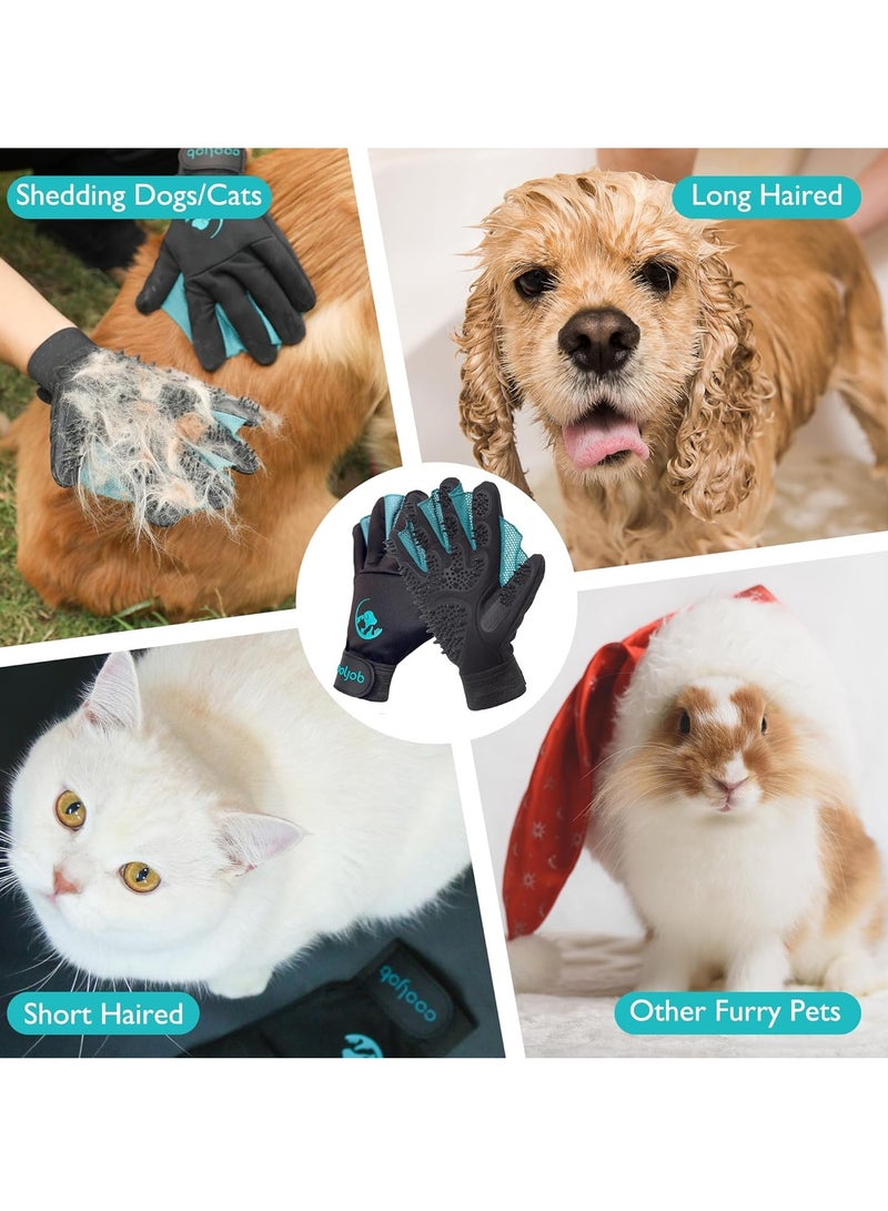 COOLJOB Pet Glove Pet Hair Remover with Web Reusable Washable Cleaning Massage Dog Grooming Mitt for Short Long Haired Dog Cat Horse Animal Washing Bathing Shedding Supplies 1 Pair Size M L - Image 5
