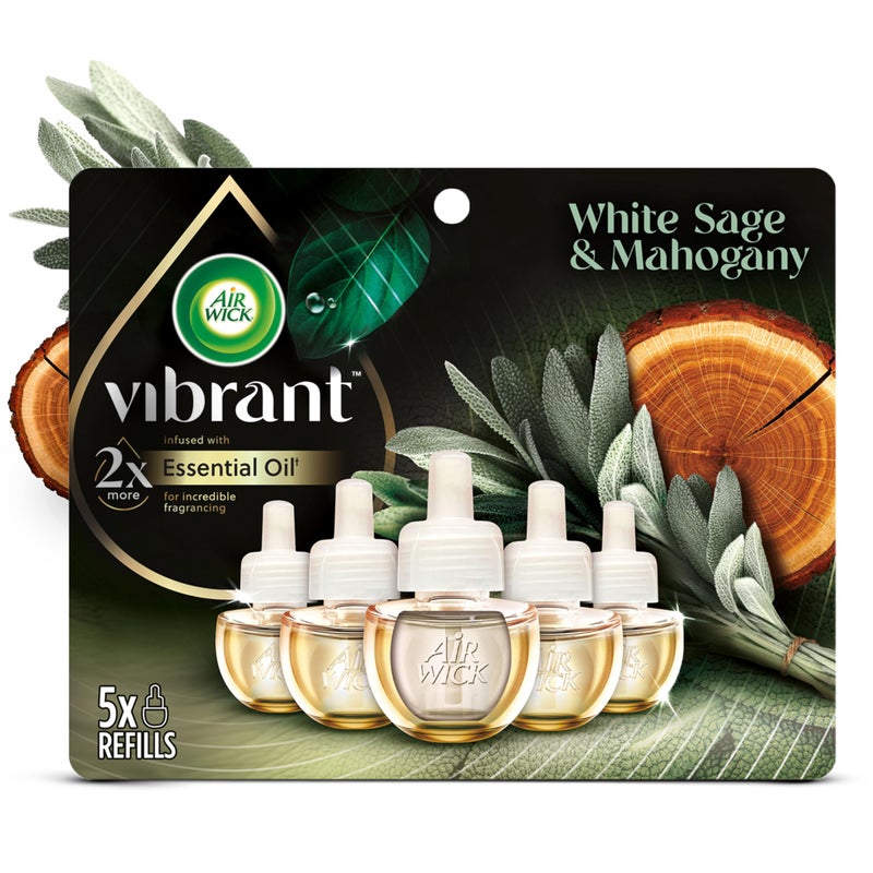 Air Wick Air Wick Plug in Scented Oil Refill, 5ct, White Sage & Mahogany, Air Freshener, Essential Oils  - Image 1