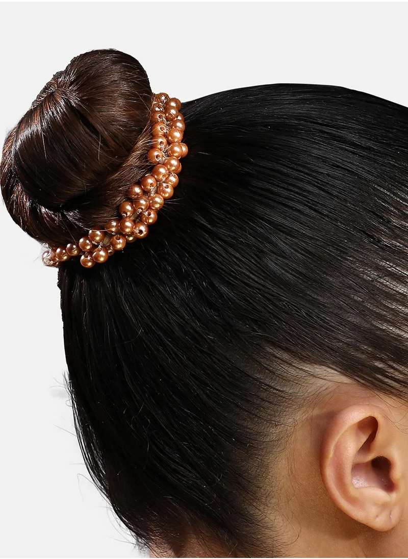 SOHI Pearl Cluster Hair Tie - Gold-Colour