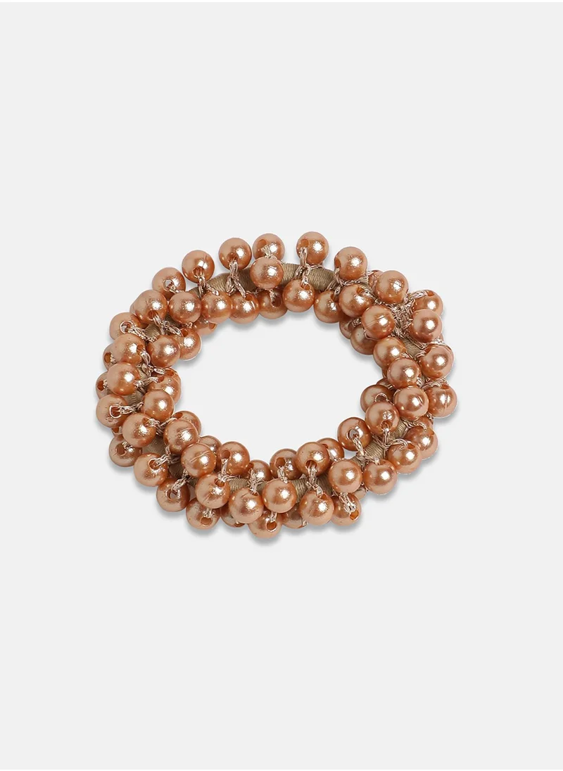 SOHI Pearl Cluster Hair Tie - Gold-Colour