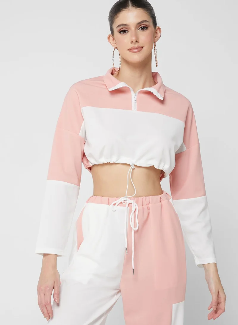 Ginger Cropped Color Block Jogger Set