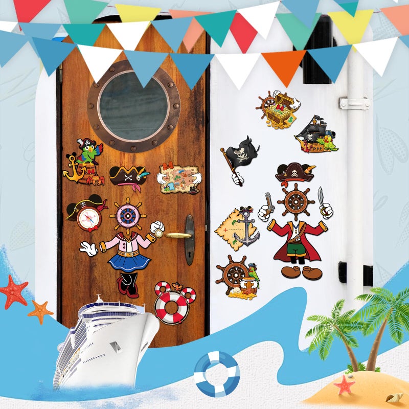 RiVolTa Mouse Pirate Cruise Magnets - 24 Pcs Funny Captain Ship Door Decorations Magnetic Stickers Personalized Cabin Anchor Stateroom Decals Carnival Holiday Party Accessories Car Refrigerator Decor - Image 3