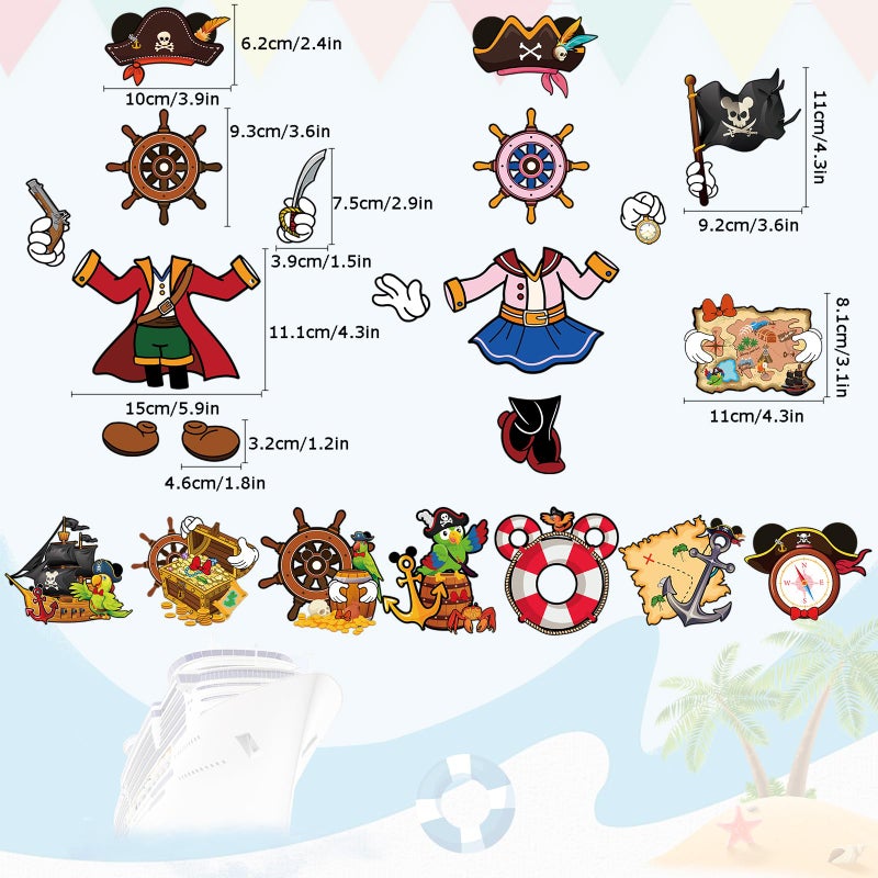 RiVolTa Mouse Pirate Cruise Magnets - 24 Pcs Funny Captain Ship Door Decorations Magnetic Stickers Personalized Cabin Anchor Stateroom Decals Carnival Holiday Party Accessories Car Refrigerator Decor - Image 2