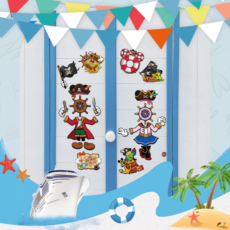 RiVolTa Mouse Pirate Cruise Magnets - 24 Pcs Funny Captain Ship Door Decorations Magnetic Stickers Personalized Cabin Anchor Stateroom Decals Carnival Holiday Party Accessories Car Refrigerator Decor - Image 4