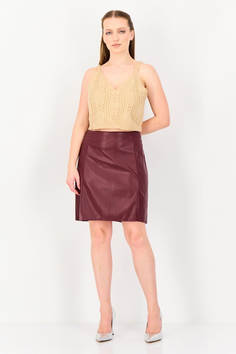 DOROTHY PERKINS Women Plain Mini Skirt, Maroon - Image 2