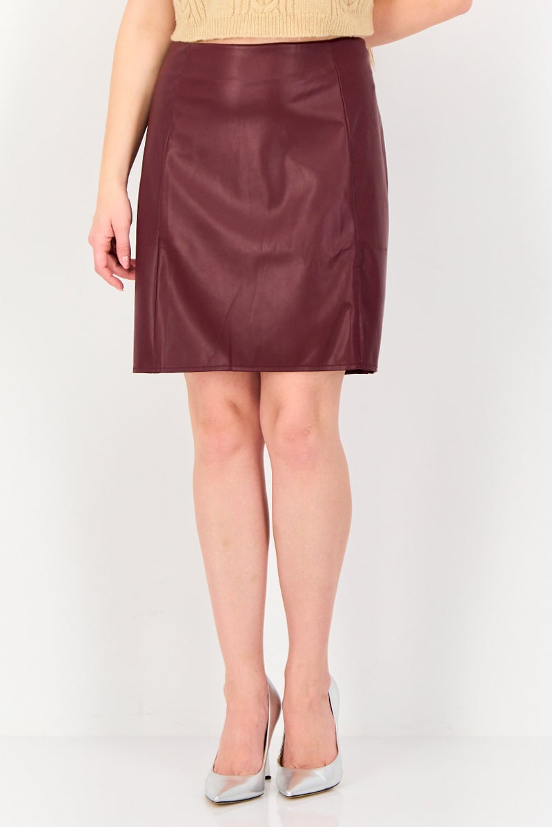 DOROTHY PERKINS Women Plain Mini Skirt, Maroon - Image 1