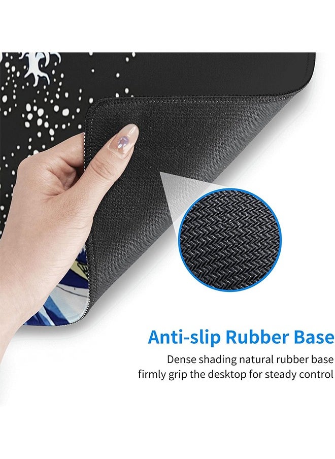 Univer Tang - Large Gaming Mouse Pad with Stitched Edges, Minimalist Topographic Map Desk Mat, Extended XL Mousepad with Anti-Slip Base, Cool Desk Pad for Keyboard and Mouse, 31.5 x 11.8 in(800mm*300mm*3mm) | Sea Wave Kanagawa Surfing Style - Image 1