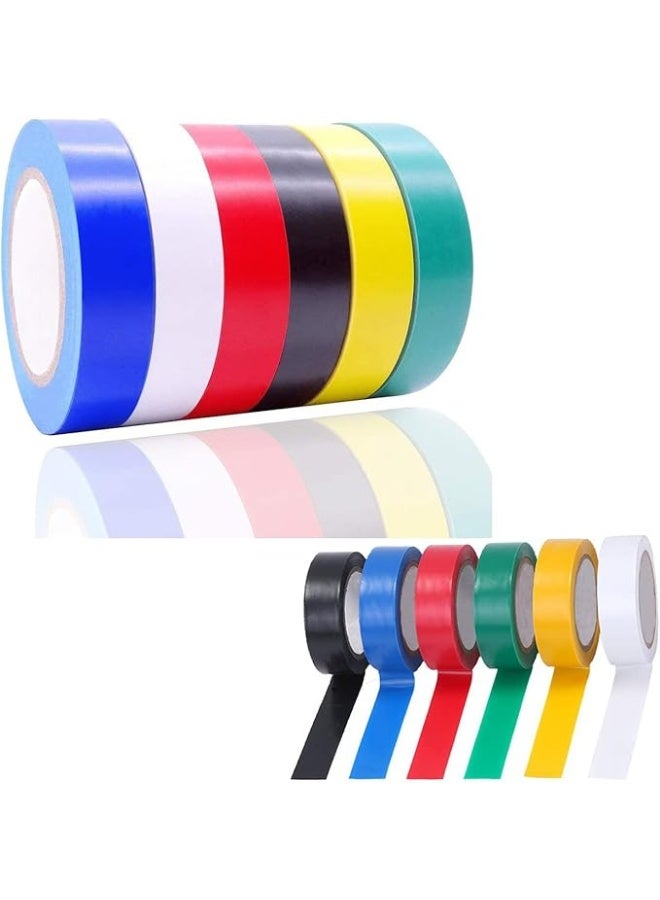 erorex 6 pcs General Purpose Electrical Tape PVC Electrical Wire Insulating 18mm x 10m Electrical Tape Adhesive Tape Assorted Colors - Image 1