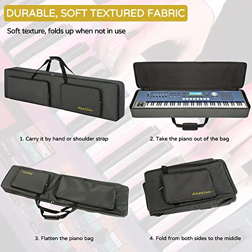 AKOZLIN 88-Key Padded Keyboard Gig Bag Portable Foldable Electric Piano Case Bag For Slim 88-Note Keyboard 54.3”×13.3”×6.3” - Image 5