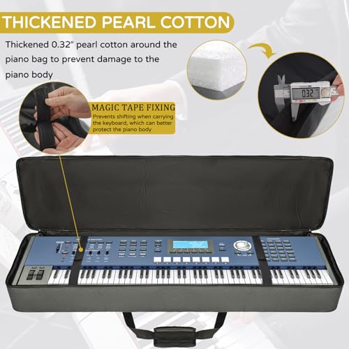 AKOZLIN 88-Key Padded Keyboard Gig Bag Portable Foldable Electric Piano Case Bag For Slim 88-Note Keyboard 54.3”×13.3”×6.3” - Image 3