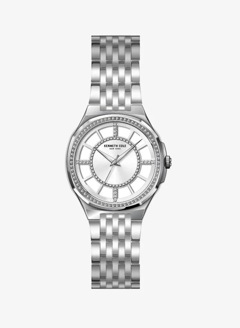 Kenneth Cole New York Silver Dial Stainless Steel Bracelet Analog Watch for Women 36mm