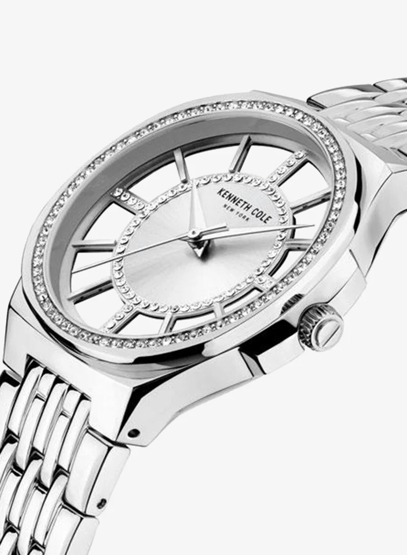 Kenneth Cole New York Silver Dial Stainless Steel Bracelet Analog Watch for Women 36mm