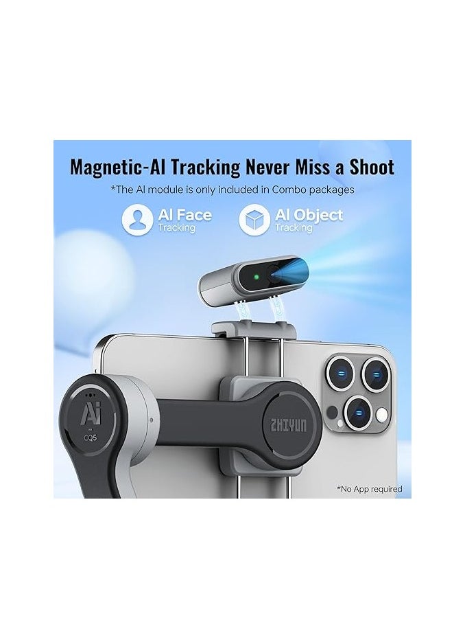 Zhiyun ZHIYUN-CINEPEER CQ5 Stabilizer Gimbal Stabilizer for iPhone, 3-Axis Stabilization with AI Tracker, Built-in Fill Light, Gimbal Stabilizer for iPhone, Smartphone Gimbal for Video Recording Vlog  - Image 2