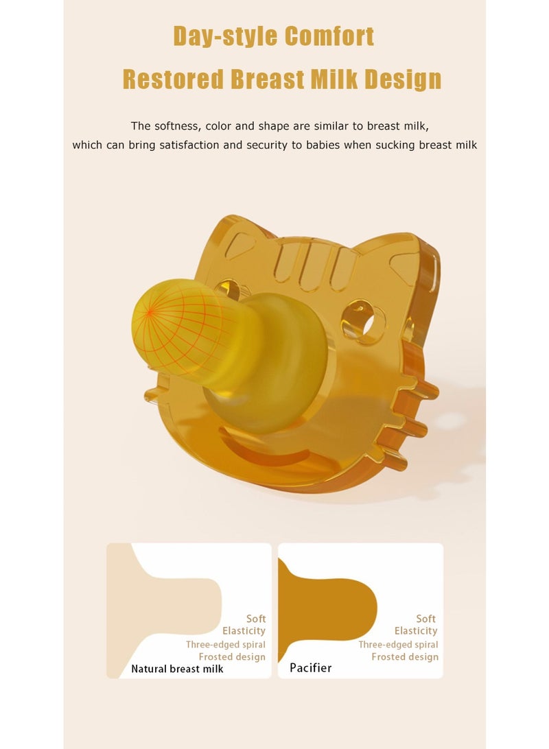 BAZARU 2-Pack 100% Silicone Orthodontic Pacifiers for Babies 0-36 Months, BPA-Free Baby Soothers with Anti-Lost Chain, Safety Handle & Air Holes, Easy to Clean (Newborn to Toddler) - Image 4