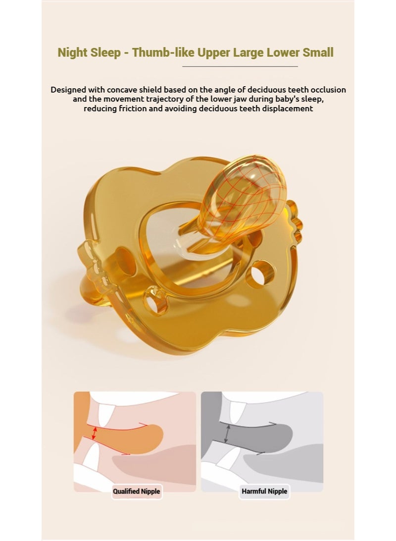 BAZARU 2-Pack 100% Silicone Orthodontic Pacifiers for Babies 0-36 Months, BPA-Free Baby Soothers with Anti-Lost Chain, Safety Handle & Air Holes, Easy to Clean (Newborn to Toddler) - Image 5