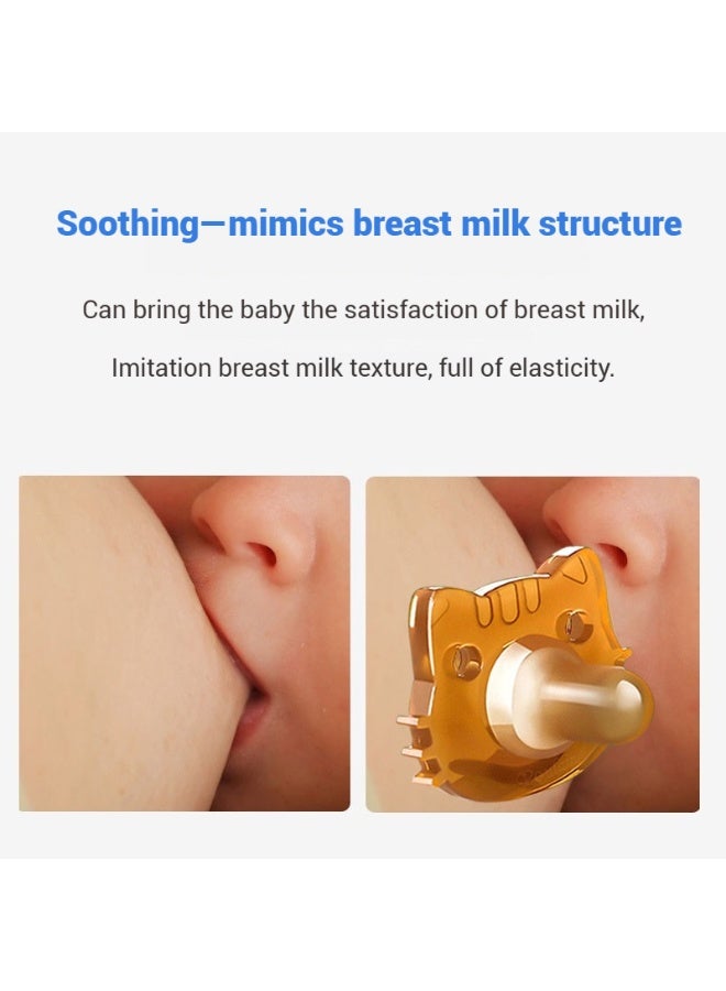 BAZARU 2-Pack 100% Silicone Orthodontic Pacifiers for Babies 0-36 Months, BPA-Free Baby Soothers with Anti-Lost Chain, Safety Handle & Air Holes, Easy to Clean (Newborn to Toddler) - Image 2