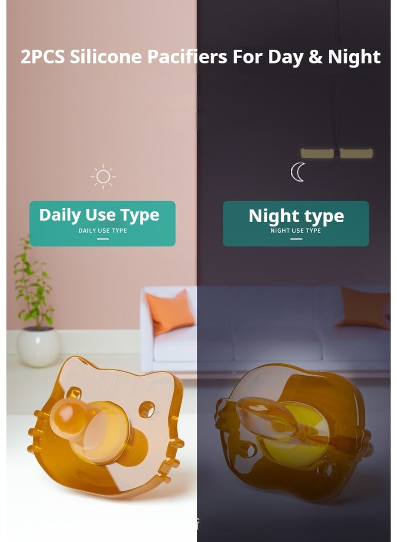 BAZARU 2-Pack 100% Silicone Orthodontic Pacifiers for Babies 0-36 Months, BPA-Free Baby Soothers with Anti-Lost Chain, Safety Handle & Air Holes, Easy to Clean (Newborn to Toddler) - Image 3