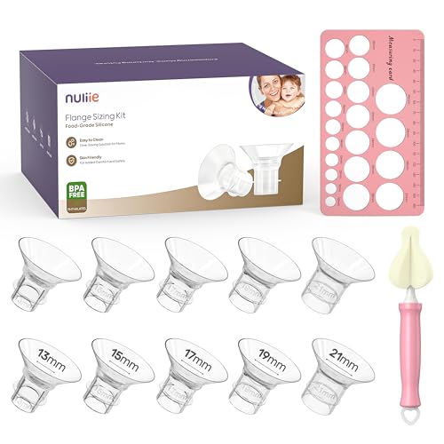 Nuliie 10PCS Flange Sizing Kit 1315171921mm for 24mm FlangeShield of Most Pumps Silicone Flanges Insert for MomcozySpectra Electric Breast Pumps Pumping Essential Kit for Moms