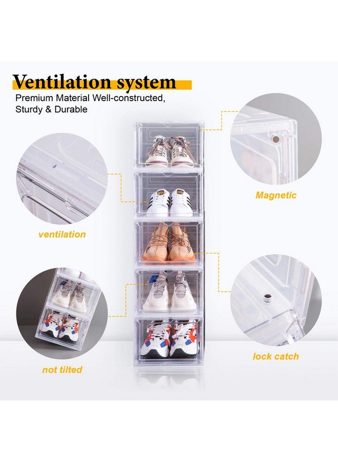 Attelite Attelite Shoe Box Organizer,Set of 6,Stackable Plastic Shoe Box with Clear Door, Shoe Storage Box Containers,For Display Sneakers,Easy Assembly,Fit up to US Size 12(13.4”x 10.6”x 7.4”) - Image 4