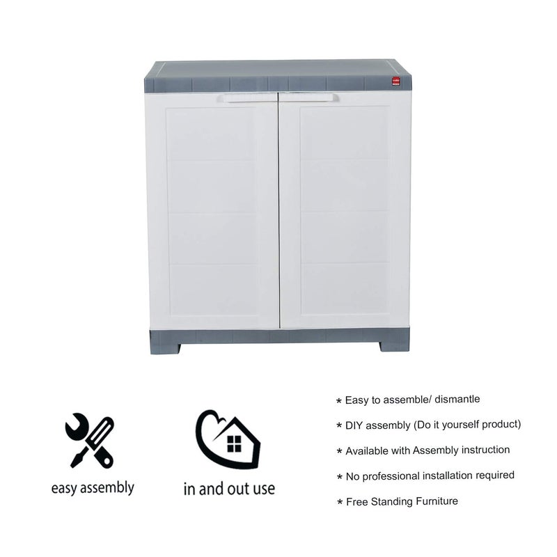 Cello Cello Novelty Compact Plastic Shoe Rack White Grey Shoe Storage Strong and Durable Space Organizer 2 doors Shoe Rack for Living Room Home Office 3 Years Warranty Manufacturing defect - Image 5