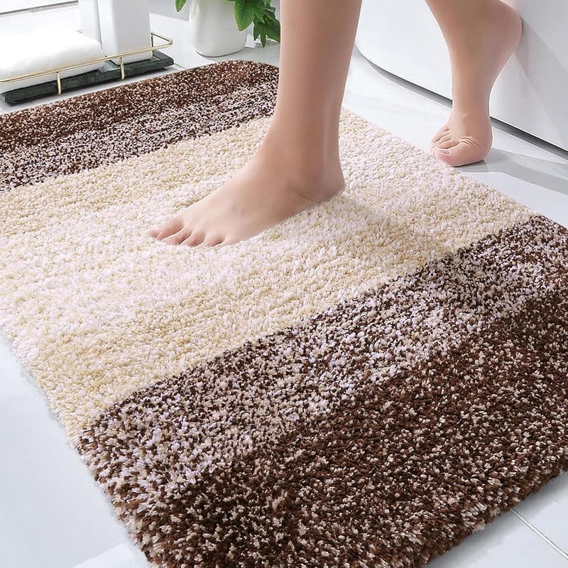 OLANLY Bathroom Rug Mat 36x24, Extra Soft and Absorbent Microfiber Bath Rugs, Non-Slip Plush Shaggy Bath Carpet, Machine Wash Dry, Bath Mats for Bathroom Floor, Tub and Shower, Brown - Image 1
