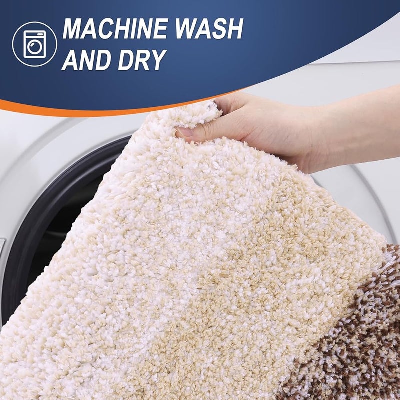OLANLY Bathroom Rug Mat 36x24, Extra Soft and Absorbent Microfiber Bath Rugs, Non-Slip Plush Shaggy Bath Carpet, Machine Wash Dry, Bath Mats for Bathroom Floor, Tub and Shower, Brown - Image 5