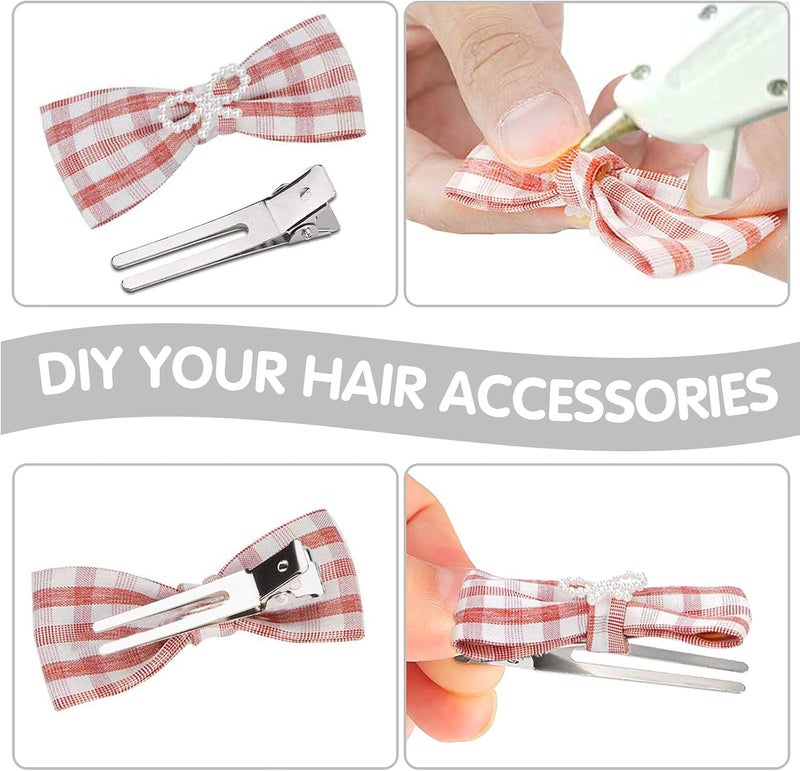 Wendergo 50 Pieces Double Prong Pin Curl Clips 1.8 Inches Setting Section Hair Clips Metal Silver Hairpins Styling Clips for Salon Hair Extensions, DIY Making Hair Accessories - Image 5