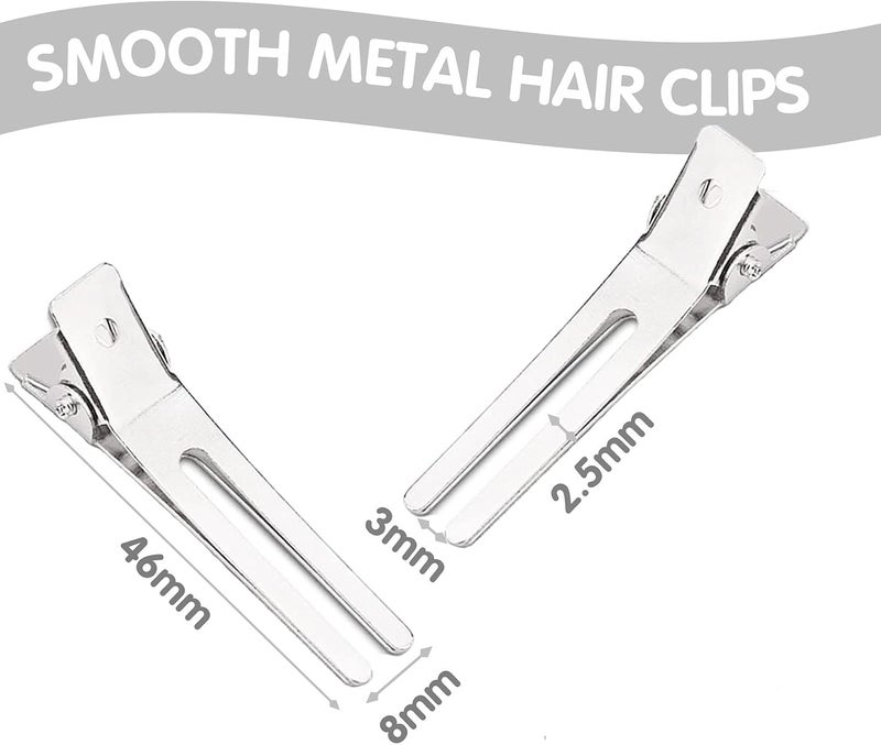 Wendergo 50 Pieces Double Prong Pin Curl Clips 1.8 Inches Setting Section Hair Clips Metal Silver Hairpins Styling Clips for Salon Hair Extensions, DIY Making Hair Accessories - Image 2