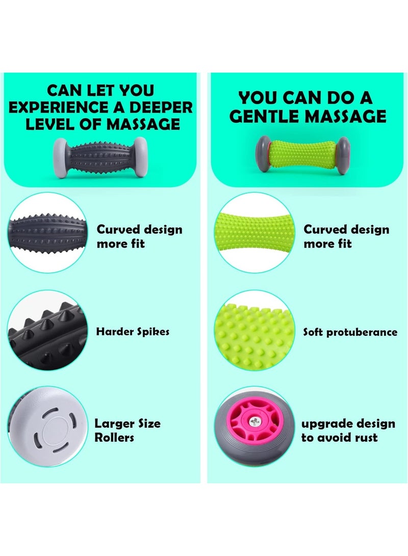 Soofam Foot Roller for Plantar Fasciitis and Neuropathy, Foot Massager for Plantar Fasciitis Relief, Neuropathy, Reflexology Tool - 2 Foot Massage Roller & 2 Foot Massage Ball (Green,Large) - Image 3