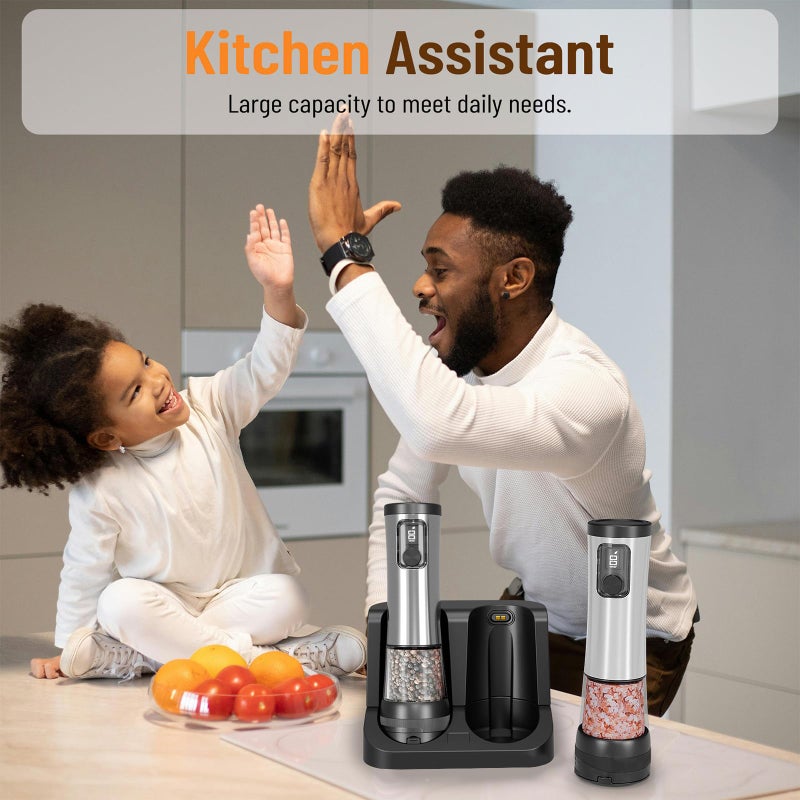 USB C Rechargeable Electric Pepper Mill 100ml Capacity Double Speed Nonrust Steel Body - Image 5