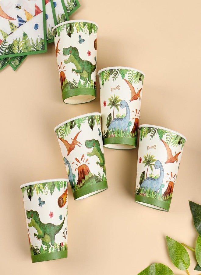 QIFU 96Pcs Dinosaur Birthday Party Supplies -24 Guest Dino Plates Cups and Napkins For Boys Kids three rex Birthday decorations Baby Shower - Image 5