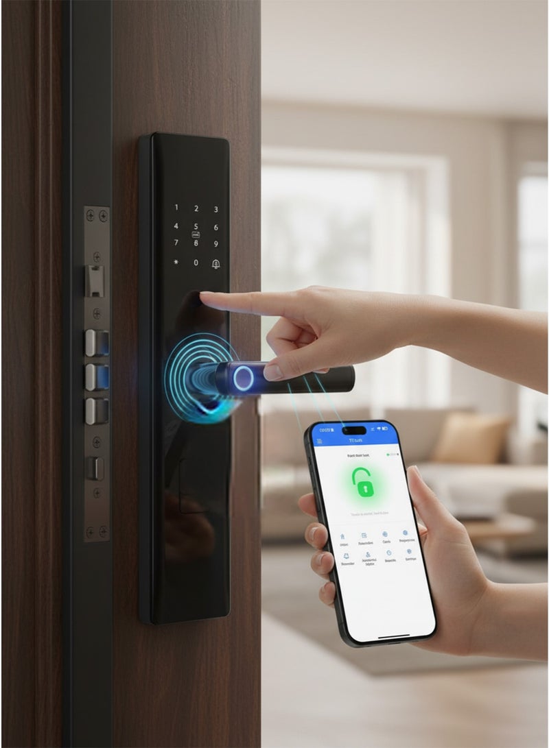 Sharpdo Fingerprint Smart Lock, Keyless Entry Door Lock, Electronic Smart Lock with tuya APP, Fringerprint and Key, Password - Image 1