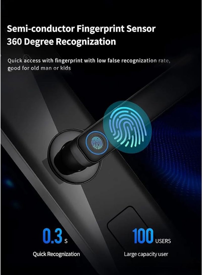 Sharpdo Fingerprint Smart Lock, Keyless Entry Door Lock, Electronic Smart Lock with tuya APP, Fringerprint and Key, Password - Image 2