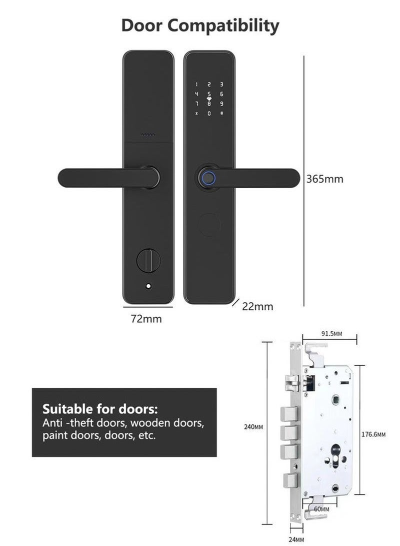 Sharpdo Fingerprint Smart Lock, Keyless Entry Door Lock, Electronic Smart Lock with tuya APP, Fringerprint and Key, Password - Image 5