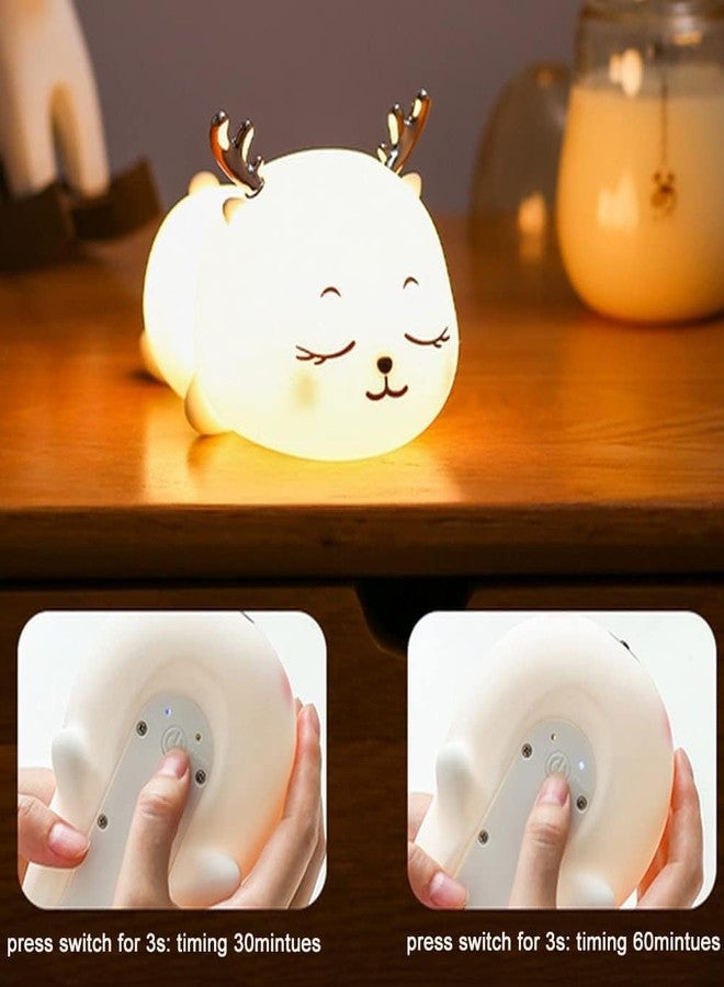 Quace Cute Rabbit/Fawn/Reindeer Light, 7-Colour Changing LED Lamp, USB Rechargeable, Silicone Material, for Bedroom, Nursery Lamp,Night Light, Birthday Gift for Girls and Boys,Kids (Multicolor) - Image 4