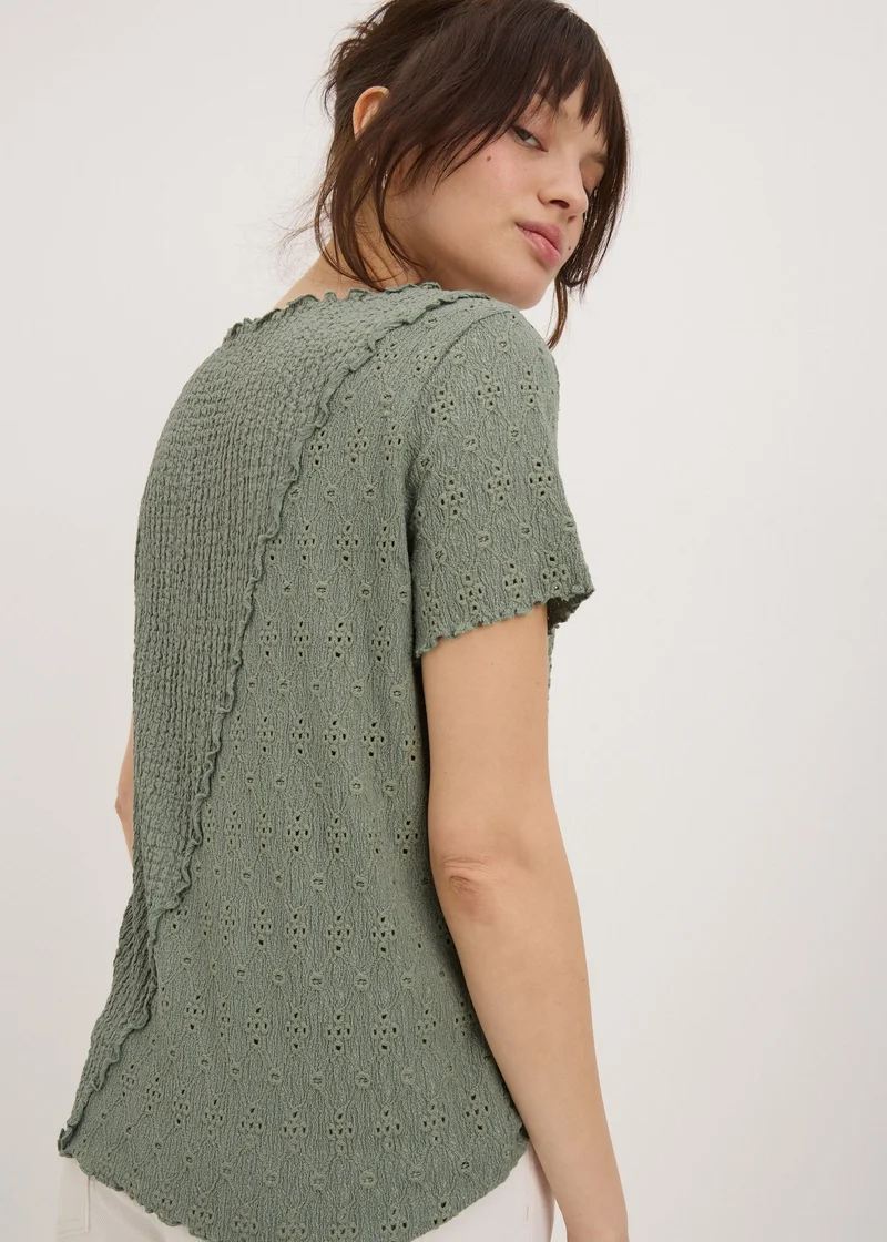 Matalan Khaki Mixed Textured T-Shirt