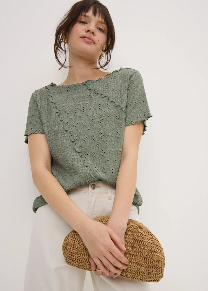 Matalan Khaki Mixed Textured T-Shirt