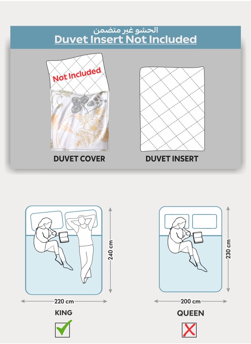 Donetella Printed Duvet Set, King Size 220x240 cm - 6-Pcs Bed Set, Microfiber Fabric - 1 Duvet Cover, 1 Fitted Sheet, 2 Pillow Shams, 2 Pillowcases (Filler Not Included)  - Image 4