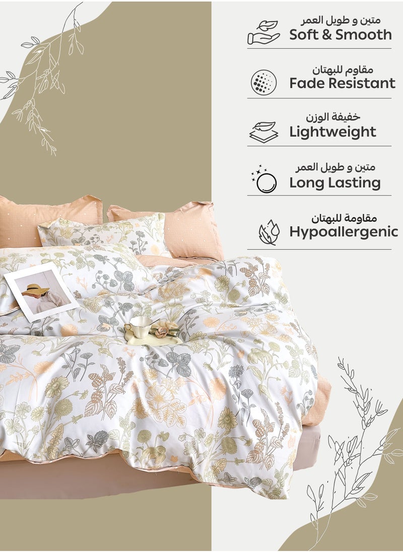 Donetella Printed Duvet Set, King Size 220x240 cm - 6-Pcs Bed Set, Microfiber Fabric - 1 Duvet Cover, 1 Fitted Sheet, 2 Pillow Shams, 2 Pillowcases (Filler Not Included)  - Image 1