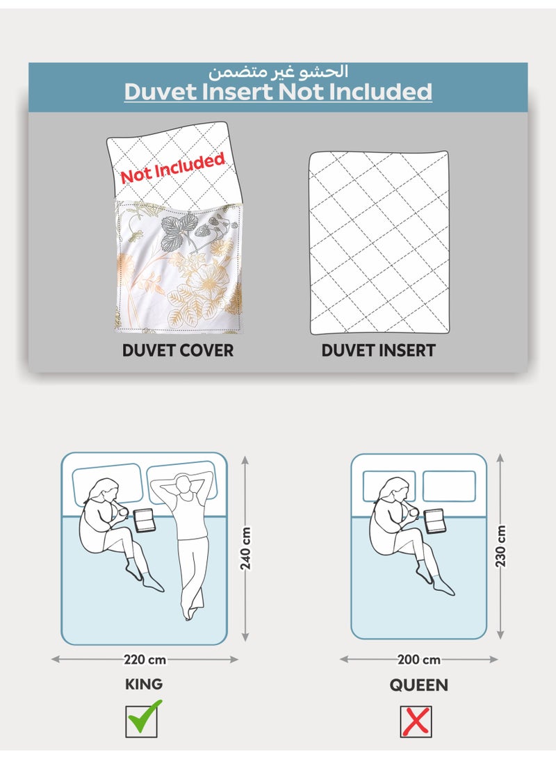 Donetella Printed Duvet Set, King Size 220x240 cm - 6-Pcs Bed Set, Microfiber Fabric - 1 Duvet Cover, 1 Fitted Sheet, 2 Pillow Shams, 2 Pillowcases (Filler Not Included)  - Image 2