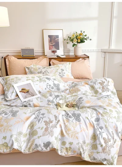 Donetella Printed Duvet Set, King Size 220x240 cm - 6-Pcs Bed Set, Microfiber Fabric - 1 Duvet Cover, 1 Fitted Sheet, 2 Pillow Shams, 2 Pillowcases (Filler Not Included)