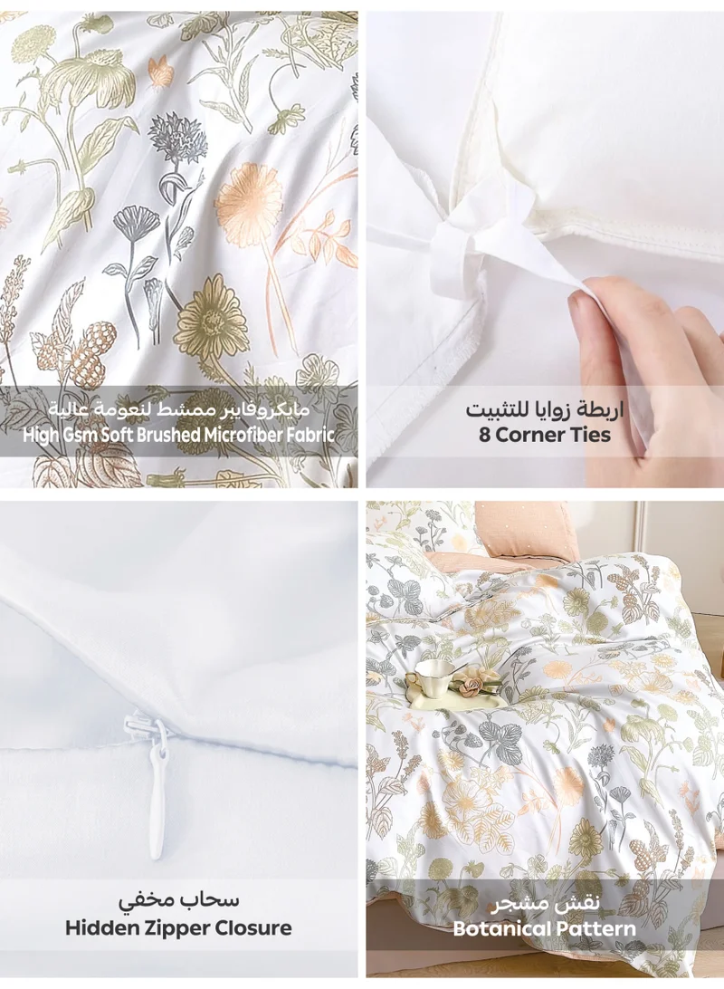 Donetella Printed Duvet Set, King Size Fits 200x203 cm - 6-Pcs Bed Set, Microfiber Fabric - 1 Duvet Cover, 1 Fitted Sheet, 2 Pillow Shams, 2 Pillowcases (Filler Not Included)