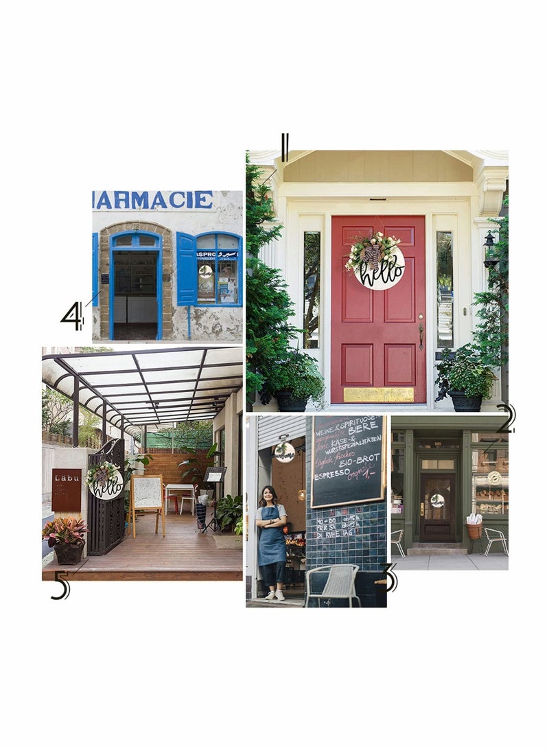 NIBEMINENT KASTWAVE Word Happy Place Bowknot Welcome Sign Flat Round Natural Wooden Doorplate Hanging Plaque Wall Decorations Door Decor for Home Outdoor - Image 5