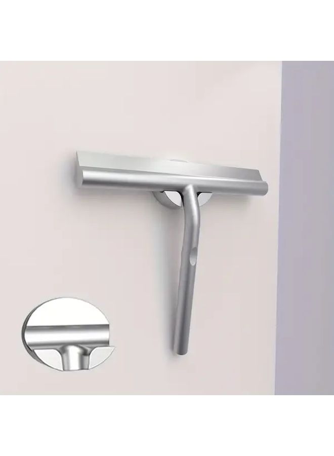 1 Pcs Stainless Steel Silicone Wiper Silvery For Home Bathroom Toilet Glass Cleaning Ergonomic Handle Durable Easy To Use Household Cleaning Tool Hard Floors Sleek Metallic Finish Sturdy Construction - Image 5
