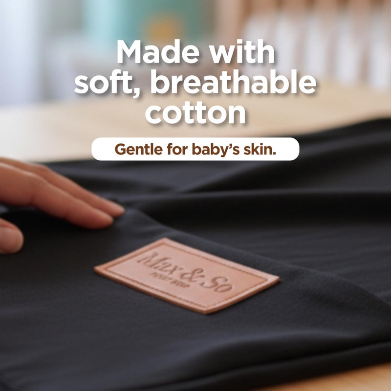 Max&So Baby Wrap Carrier - Premium Cotton Baby Carrier Wrap for Newborn to Toddler- Infant Carrier- Baby Holder One Size Fits All with Front Pocket (Black) by Max&so - Image 5