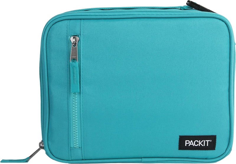 Pac-Kit ® Freezable Classic Lunch Box, Teal, Built with EcoFreeze® Technology, Collapsible, Reusable, Zip Closure With Zip Front Pocket and Buckle Handle, Designed for Fresh Lunch On the Go - Image 1