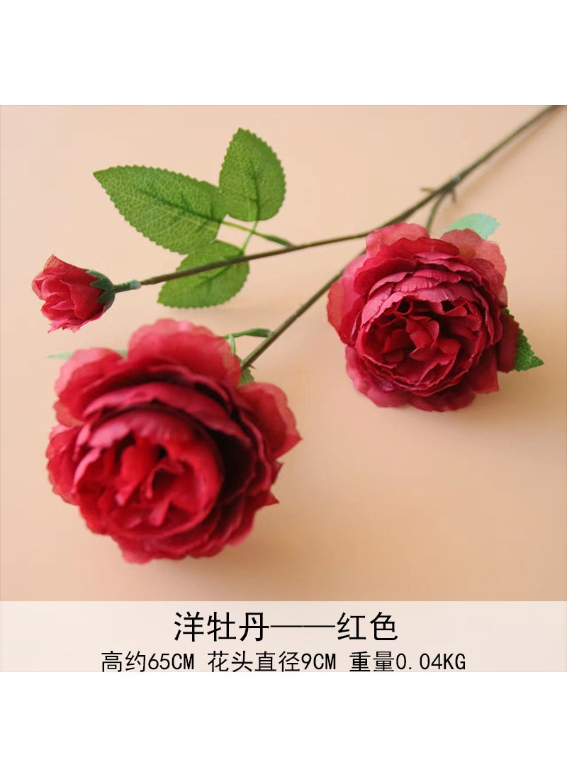 Generic Foreign peony Brazil rose wedding artificial flower artificial flower home base dress props wholesale Red 
